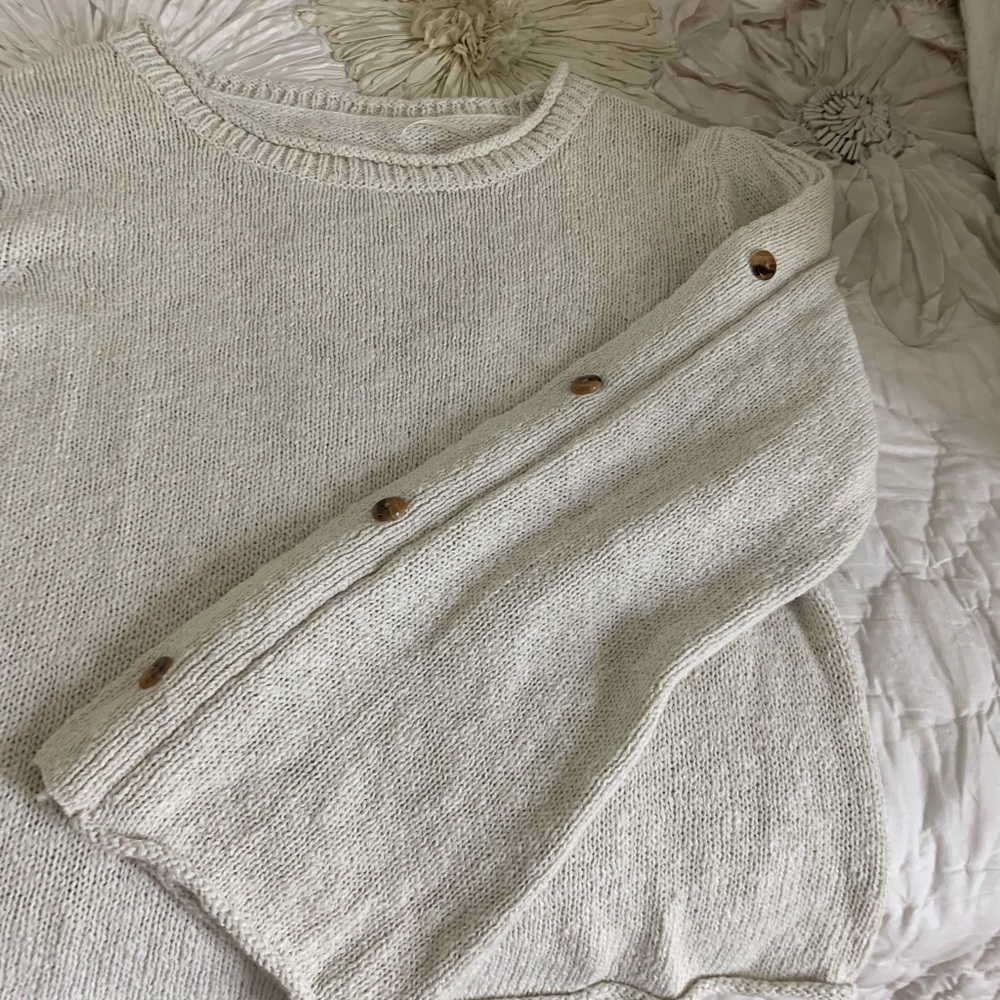Cotton knit boatneck sweater, light green